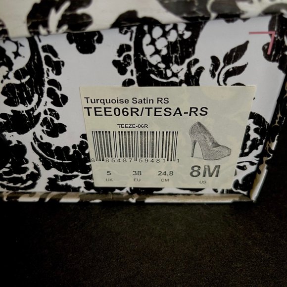 Bordello Teeze Rhinestone Platforms Turquoise Size 8 - Picture 11 of 13